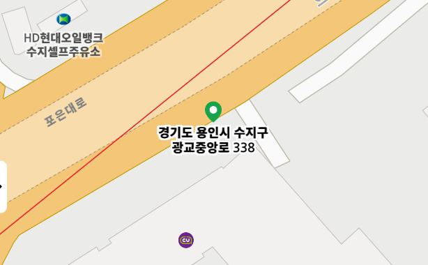 목록이나 지도에서 핀을 고르면 핀이 녹색으로 바뀐 모습